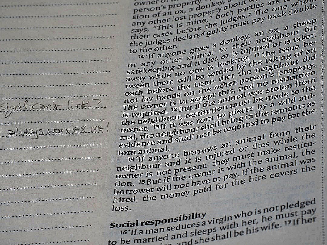 Close-up of a page from a book with handwritten notes.