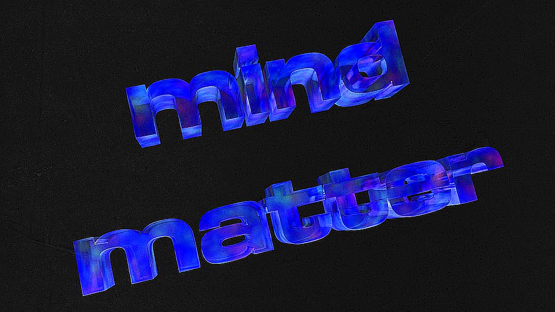 Mind matter text with blue swirls