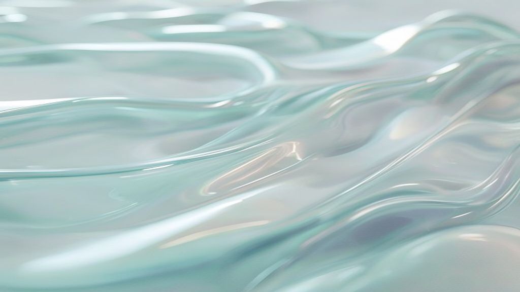 Close-up of a futuristic glass interface where UI elements are undulating like soft silicone. Soft ambient occlusion, pe