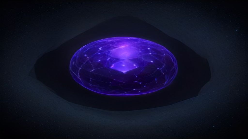 Modern abstract visualization of a digital mind. A complex sphere of shimmering geometric data fragments shattering, wit