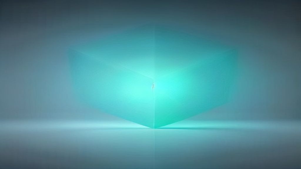 A modern abstract composition of floating architectural shards and crystalline data streams forming a precise 3D grid. M