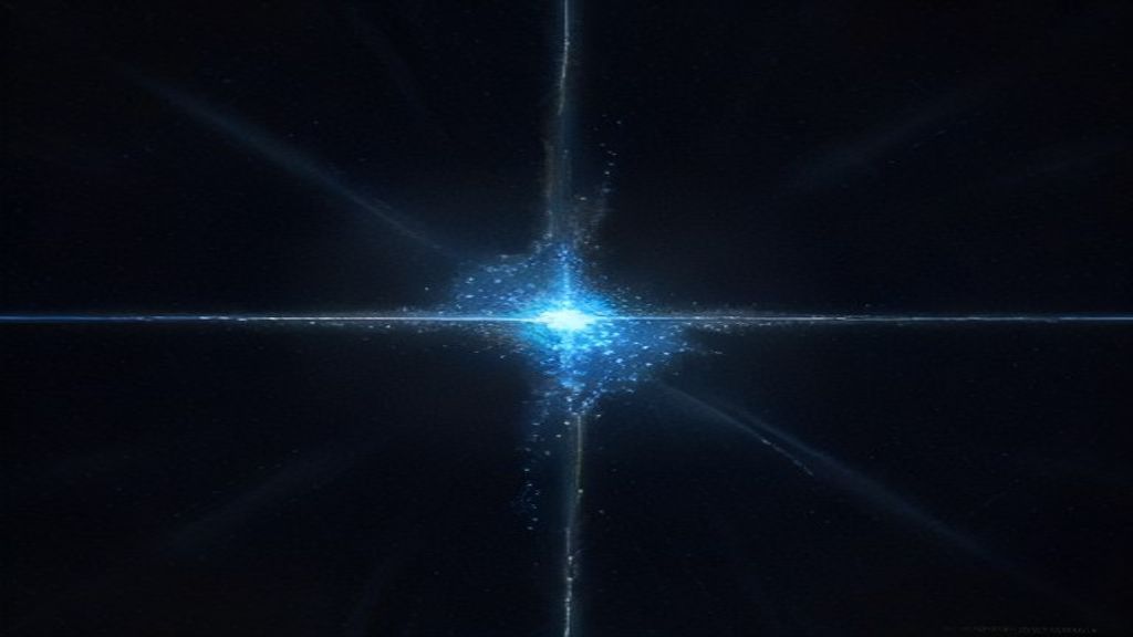 Abstract modern visualization of a decentralized neural network. Shimmering gold and electric blue data streams intersec