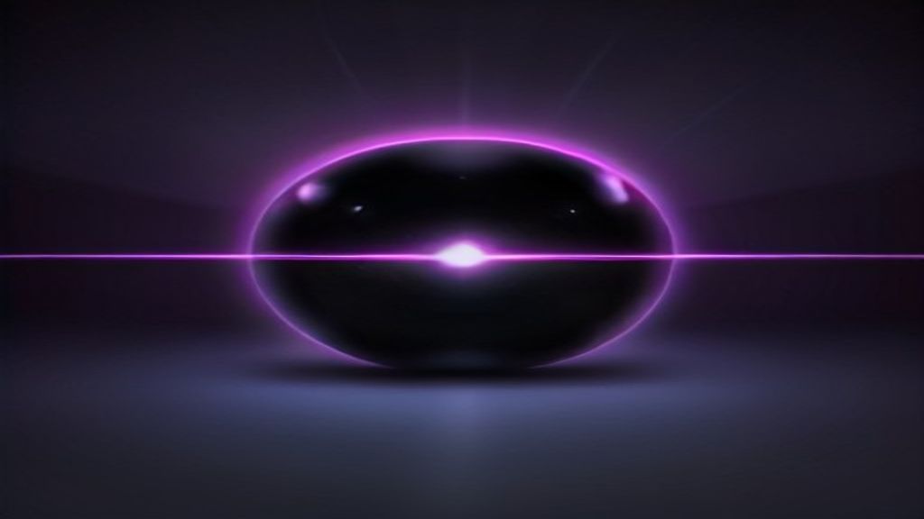 A high-tech nexus of iridescent liquid metal spheres connected by thin laser beams of light. Dark slate background with 