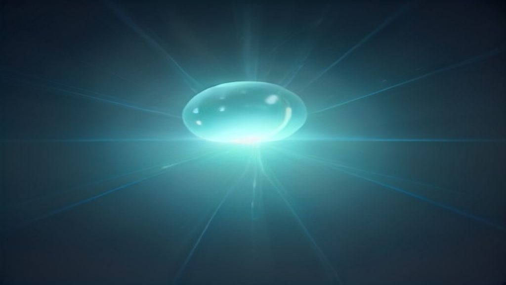 Photorealistic close-up of floating translucent holographic nodes linked by pulsing light beams. Soft bokeh, cool silver
