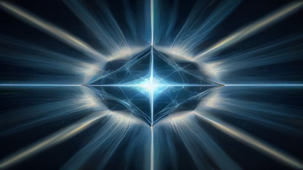 Modern abstract visualization of a digital network. A single bright gold pulse radiating outward across a grid of cool b