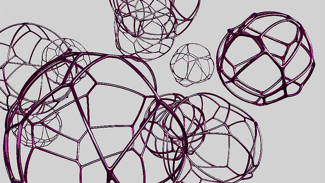 a bunch of balls that are in the air
