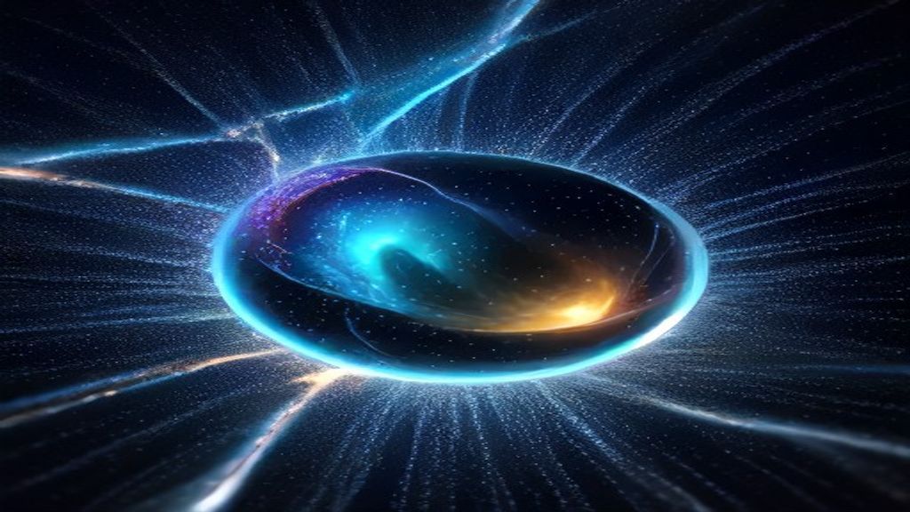 A macro photorealistic view of a silicon wafer transforming into a digital nebula. Glowing data streams converging into 