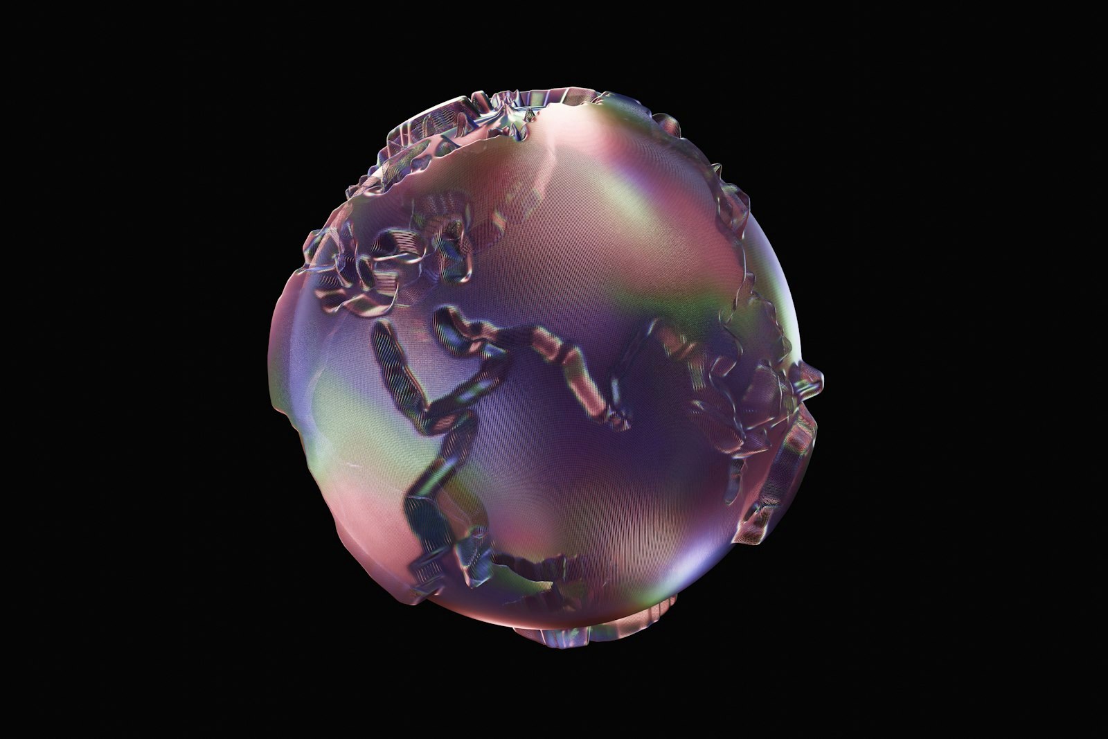 A colorful globe is floating in darkness