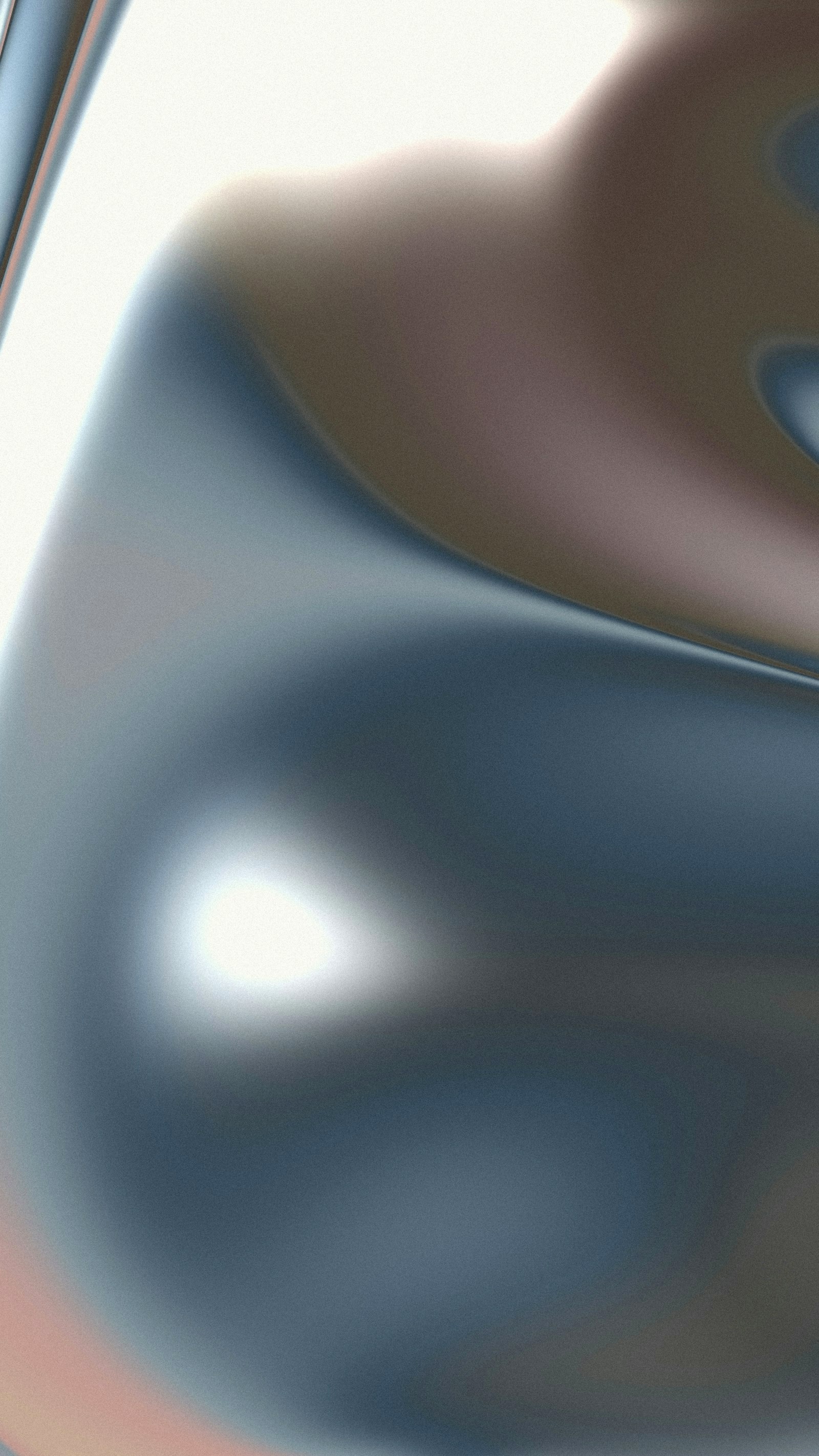 A 3D render of smooth metallic curves with soft highlights and deep shadows