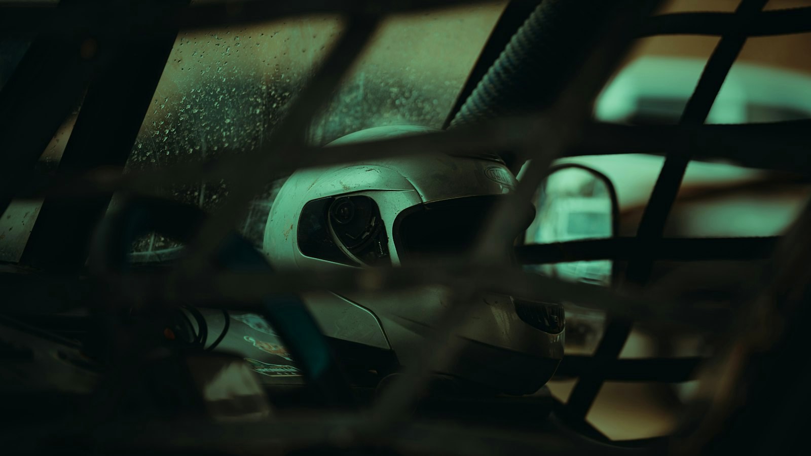 a close up of a car's rear view mirror