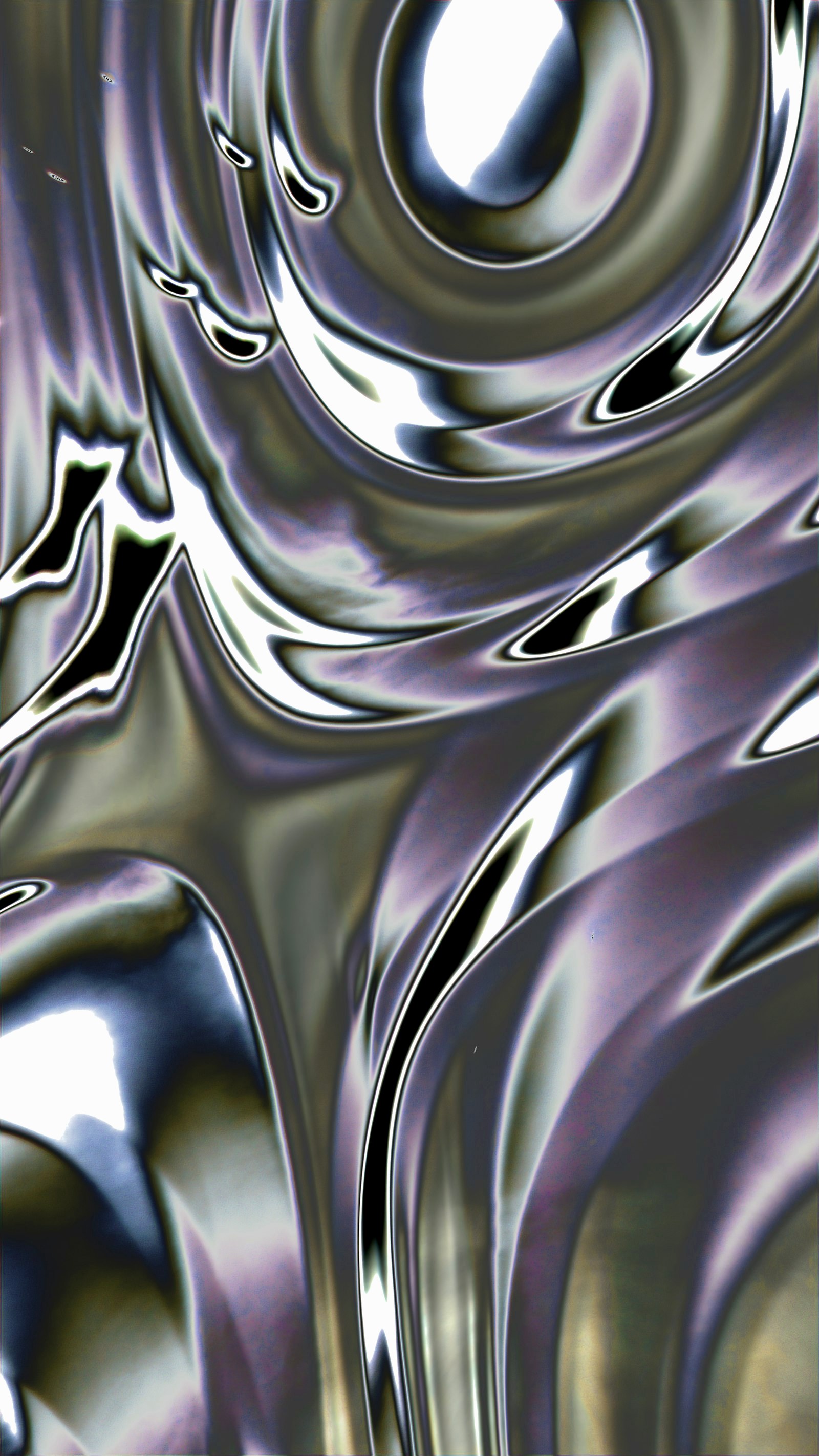 Abstract metallic swirls with purple and silver tones