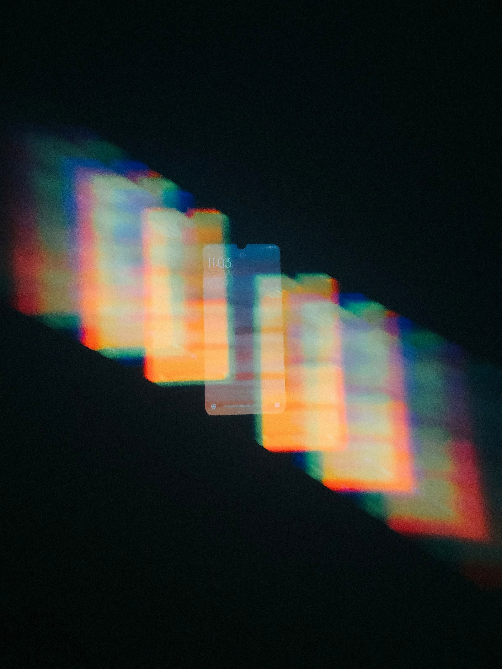 yellow pink and blue striped light