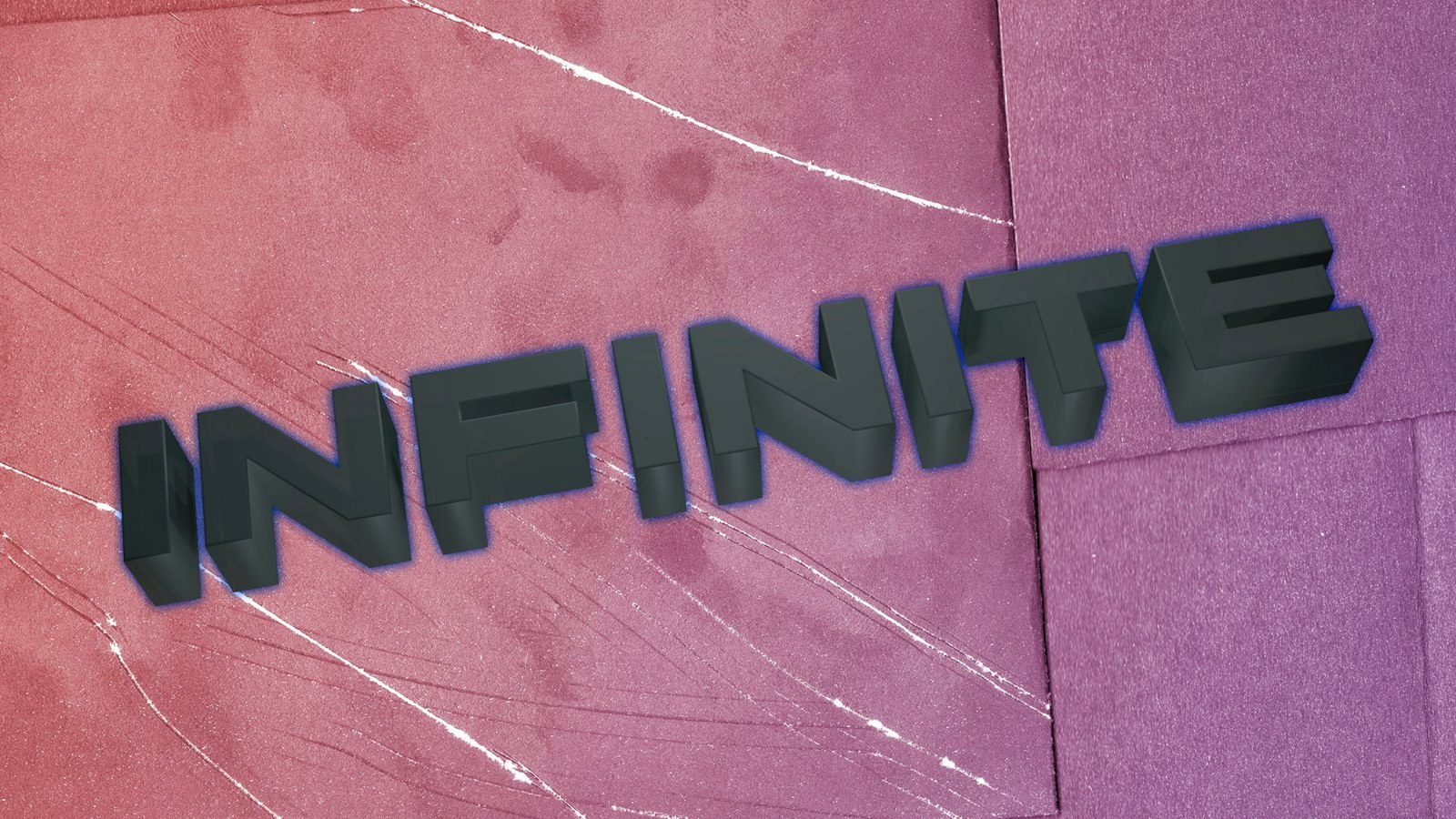 The word "infinite" in 3D letters on textured background