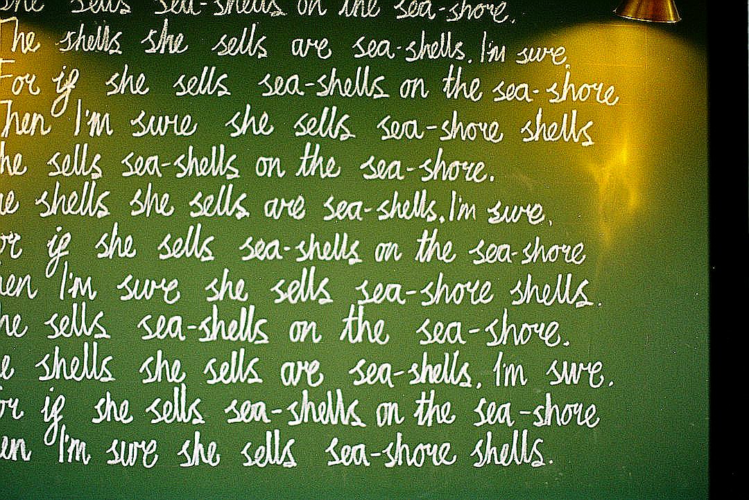 She sells sea-shells on the sea-shore text